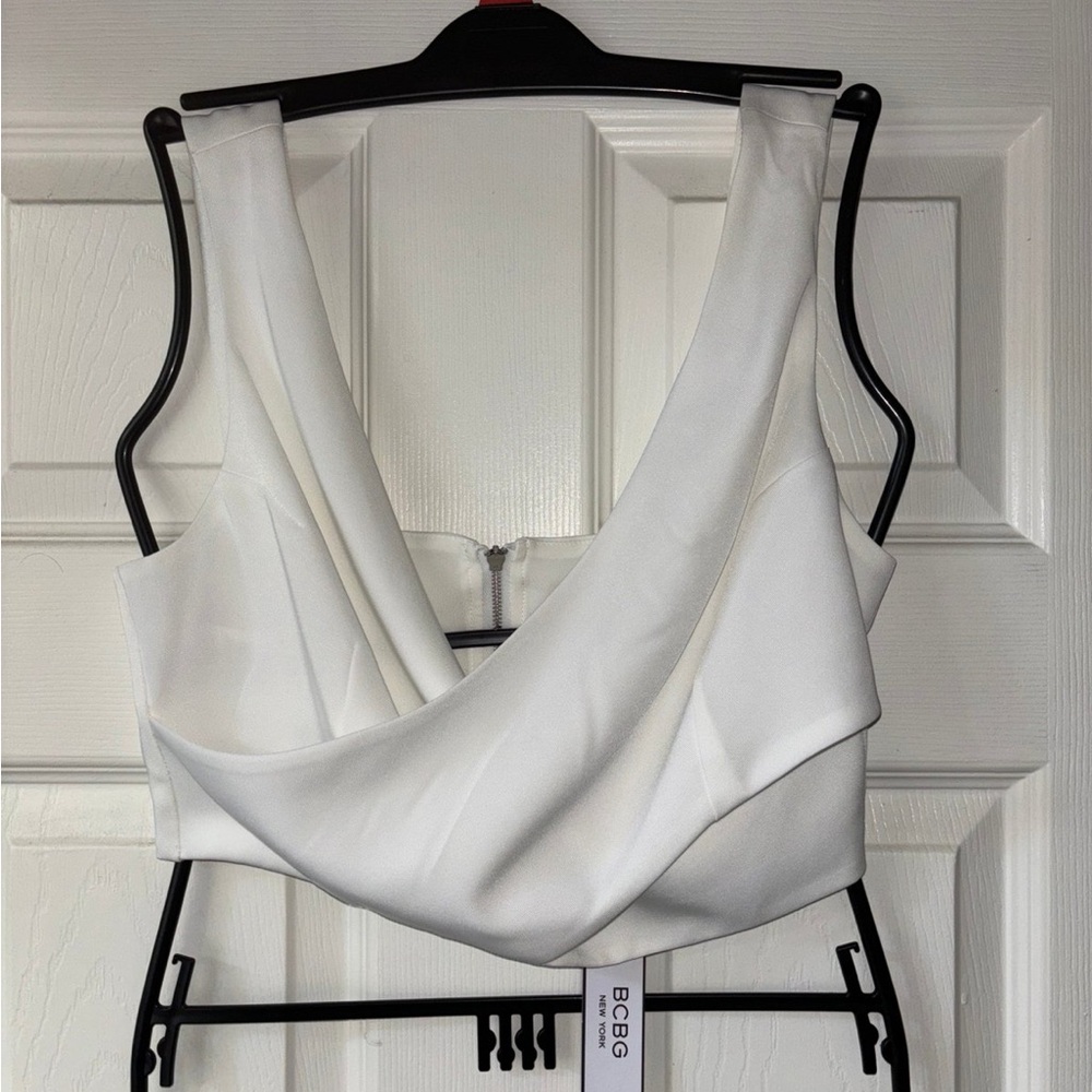BCBG white crop top